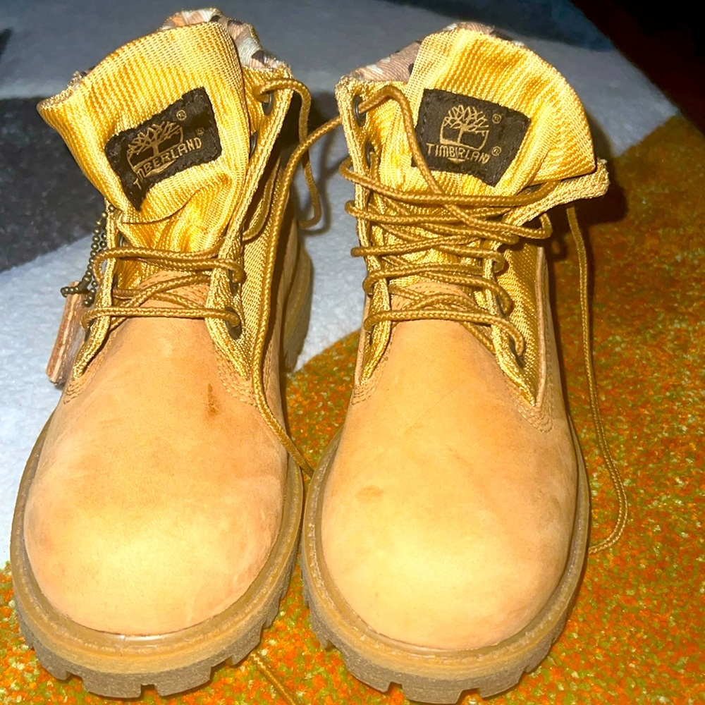 Timberland Roll Top Camo Suede Nubuck Classic Tan Boots